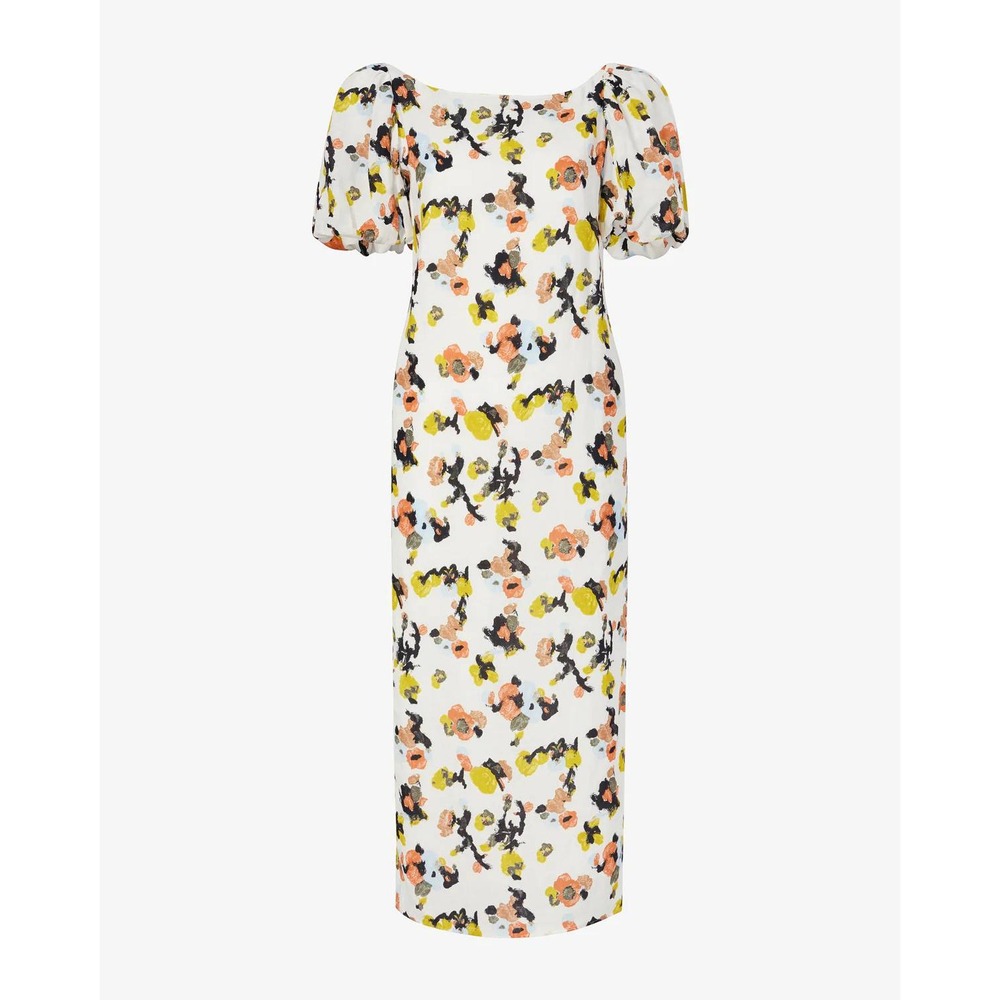 NWT M.M.LaFleur Gali Meadows Floral Print Linen Midi Dress Large Cottagecore